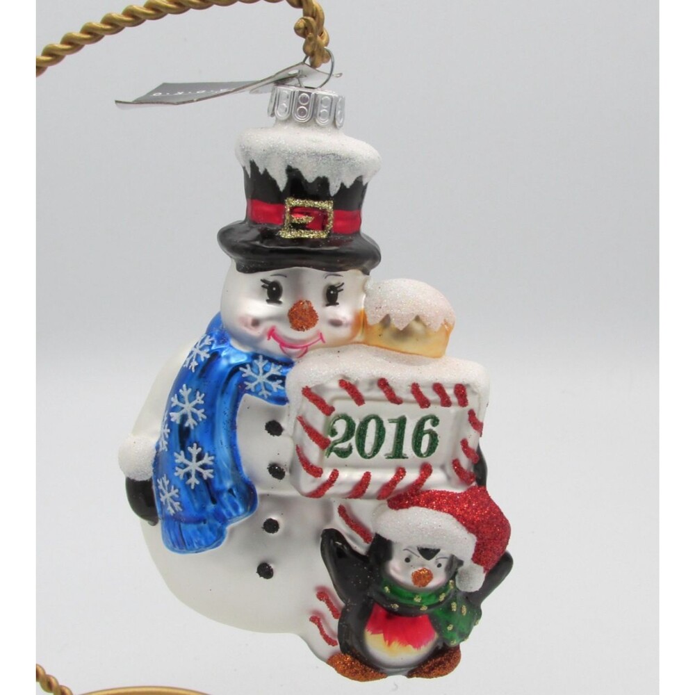 Christopher Radko Christmas Ornament Snowman & Penguin 2016 Celebrations